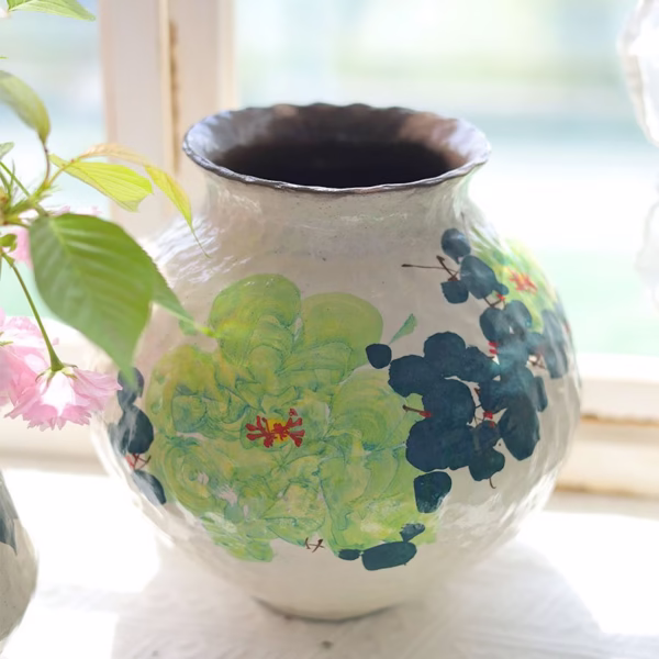 Bình gốm hoa mẫu đơn size lớn