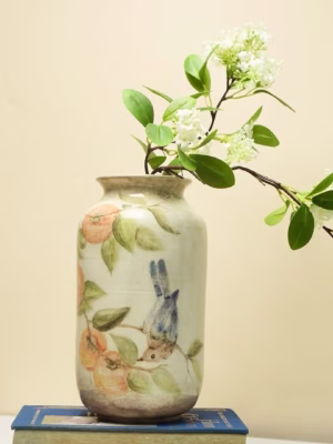 Lọ hoa quả hồng & chim