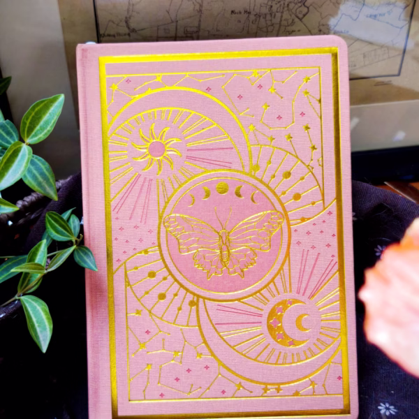 Sổ bìa vải, ép kim Bướm & trăng (160gsm)