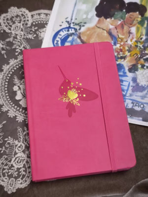 Sổ bìa da Pu mạ vàng - Chim & trái tim