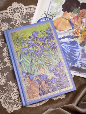 Sổ kẻ ngang, gáy mạ vàng, dập nổi - Diên vỹ, Van Gogh