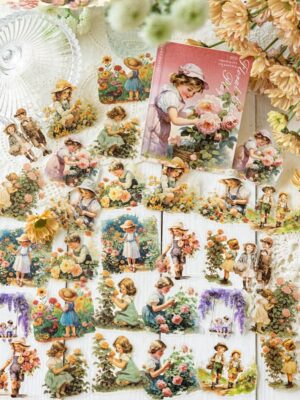 Sticker Em Bé Vườn Hồng