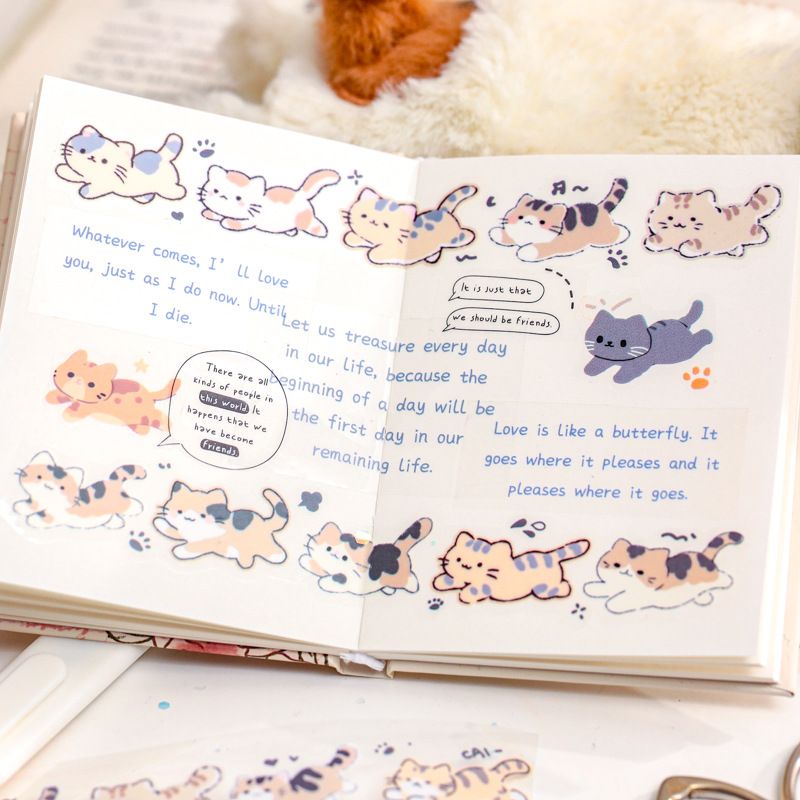 Sticker Cuộn Chó Mèo 100 Pcs