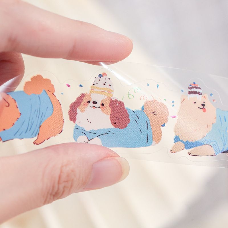 Sticker Cuộn Chó Mèo 100 Pcs