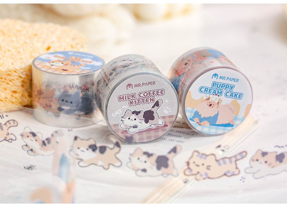 Sticker Cuộn Chó Mèo 100 Pcs