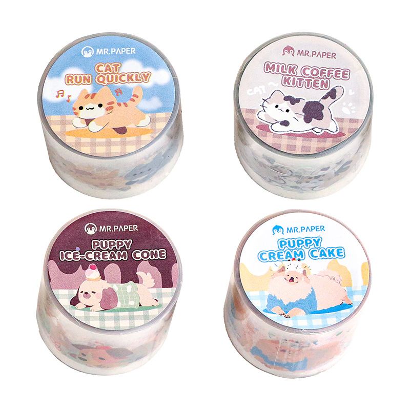 Sticker Cuộn Chó Mèo 100 Pcs