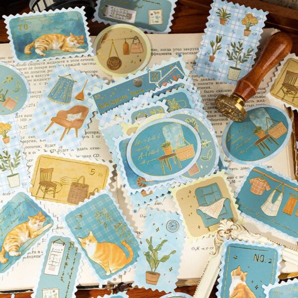 Sticker Giấy Tem Thư Mood Stamp - Xanh Ngọc