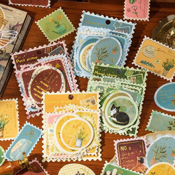 Sticker Giấy Tem Thư Mood Stamp - Vàng