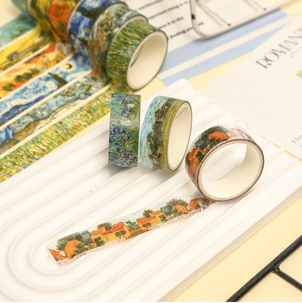 Washi tape - Vangogh 20 cuộn ép nhũ kim