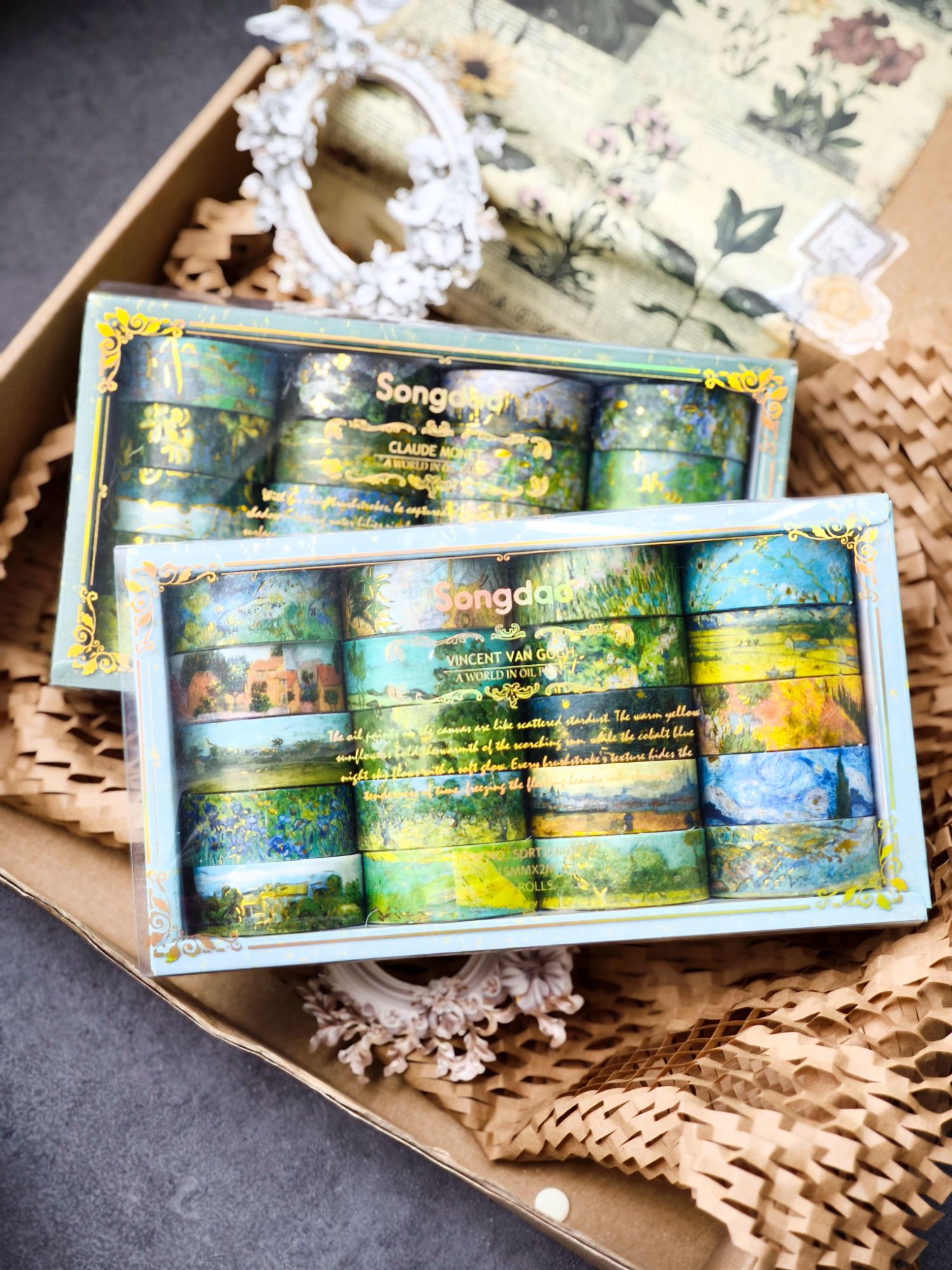 Washi tape - Vangogh 20 cuộn ép nhũ kim