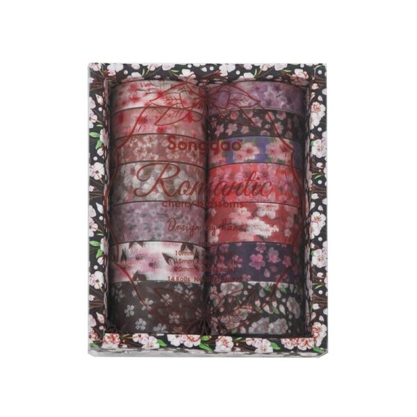 Washi tape Romantic cherry blossoms 14 cuộn - Mẫu 3