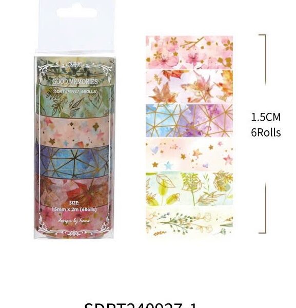 Washi tape Good memories 6 cuộn - Mẫu 1