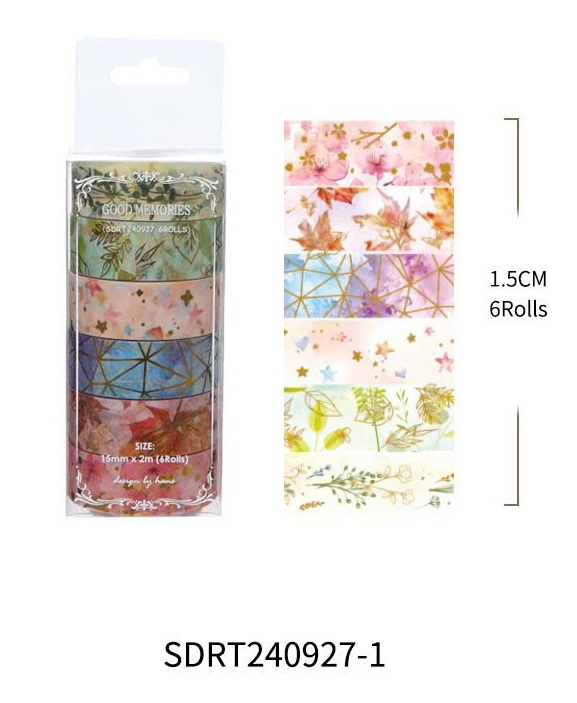 Washi tape Good memories 6 cuộn - Mẫu 1