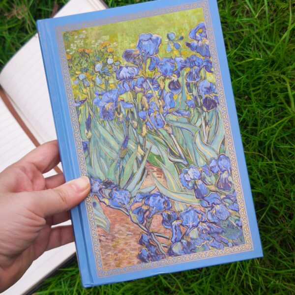 Sổ kẻ ngang, gáy mạ vàng, dập nổi - Diên vỹ, Van Gogh