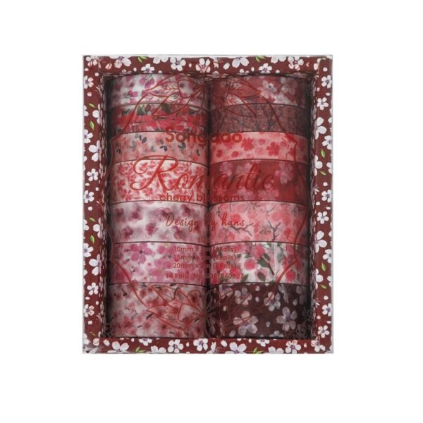 Washi tape Romantic cherry blossoms 14 cuộn - Mẫu 1