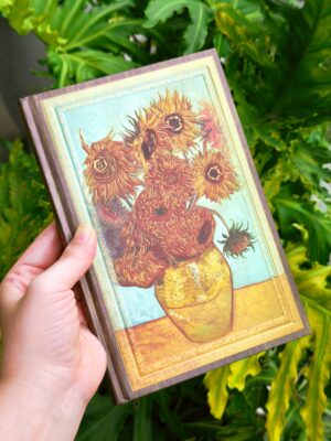 Sổ kẻ ngang, gáy mạ vàng, dập nổi - Hoa hướng dương
